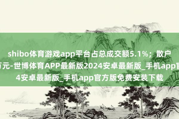 shibo体育游戏app平台占总成交额5.1%；散户资金净流入516.4万元-世博体育APP最新版2024安卓最新版_手机app官方版免费安装下载